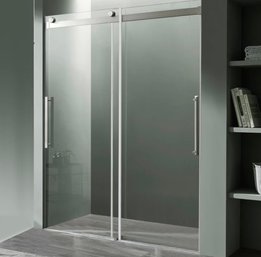 Anzzi Stellar Series 60 In. X 76 In. Frameless Sliding Shower Door With Handle In Brushed Nickel