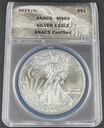 2014-S American Silver Eagle Graded ANACS MS 69