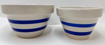 2 Roseville Ohio Banded Nested Mixing Bowls 6 Inches & 7 Inches, Matches Lot 22