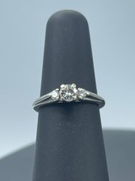 Gorgeous 3 Round Diamond Engagement Ring In 14k White Gold