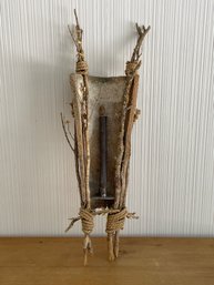 Branch And Rope Wall Hanging In The Image Of A Candle Sconce