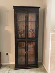 Solid Pine Handmade Display Cabinet, Great Black Distressed Finish