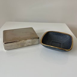 A Pair Of Tabletop Items - Handmade Nut Bowl And Silver Box