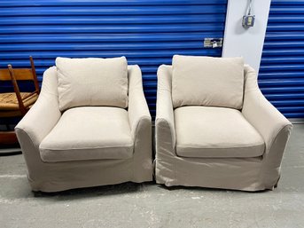 Pair Of Slip Covered Club Chairs