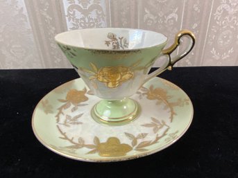 Vintage Lefton Hand Painted Lusterware Teacup & Saucer