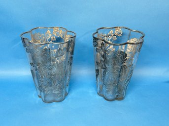 MATCHING Early 1900s Sterling Gilded Vases