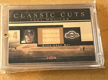 Paul Molitor 2002 Fleer Classic Cuts Game Used Bat Relic Card HOF