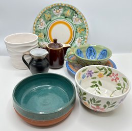 8 Ceramic Bowls, Mugs, Creamers & Teapot By Vietri, Shanagarry Pottery, Alco Industries & More