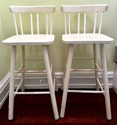 2 Vintage Solid Wood Counter Stools