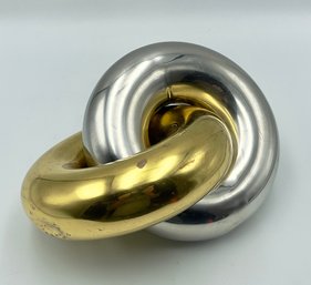 Oversized Mid Century Brass And Chrome Infinity Rings Sculpture