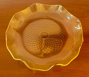 Decorative Glass Bowl With Gold Swirls 8.5' Diameter