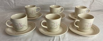 Set Of Six Corningware Mugs And Saucers