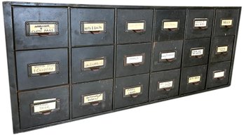 Vintage Eighteen Drawer Metal File Cabinet