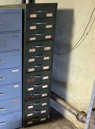 Vintage Twelve Drawer Metal File Cabinet