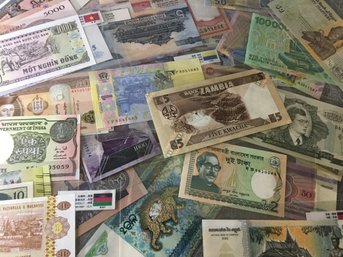 OVER 50 PIECES ! - HUGE Lot Of Foreign Money FROM ALL OVER THE WORLD - All Excellent Condition - WOW !