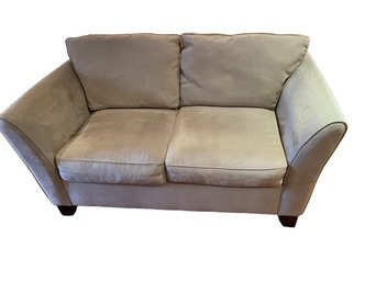 Traditional Love Seat In Beige Microfiber