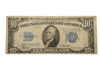 1934A $10 Banknote With Blue Seal Silver Certificate
