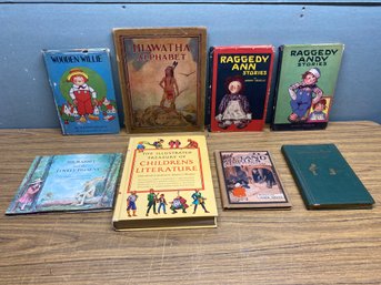 Lot Of (8) Antique And Vintage Children's Books. Hiawatha Alphabet, Mr. Rabbit,  Raggedy Ann Stories, Plus.