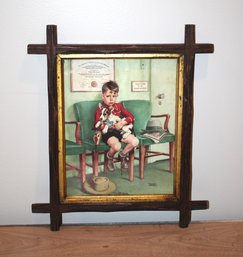 Wood Framed Frances Tipton Hunter Lithograph 'Anxious Moments'