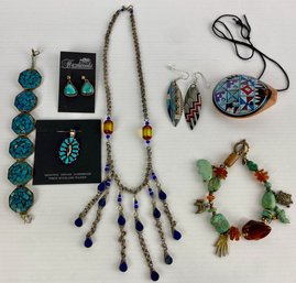 Southwestern, Turquoise Jewelry And A Peruvian Ocarina Whistle