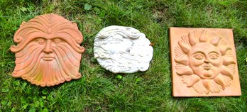 Trio Of Garden Plaques Terracotta & 1 Resin