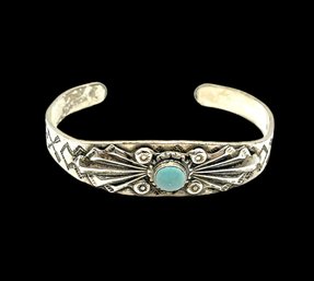 Vintage Sterling Silver Southwest Turquoise Color Cuff Bracelet