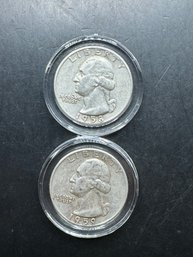 2 Washington Silver Quarters 1958-D, 1959-D