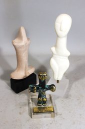 Lot Of Three Museum Reproductions Figures On Plinths