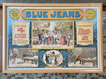 Antique 1899 Blue Jeans Will Never Wear Out Theater Poster 45x31 Framed Bright And Clean Poster