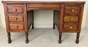 Standard Furniture Oak Office Desk In Restored Condition