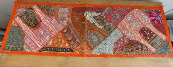 Exquisite Indian Embroidered Table Runner Or Wall Hanging With Bead Detail