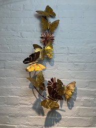 Curtis Jere-Style Brass And Copper Vintage Butterfly Wall Art