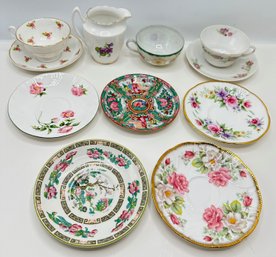 Vintage China: 7 Saucers, 3 Mugs & Creamer