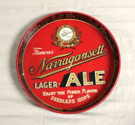 Early Vintage Narragansett Ale Beer Tin Advertising Tray