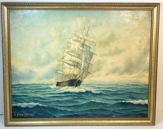 Framed Original 1946 F. Gobhardt Oil On Board Ship Painting -  From House Of Rubens