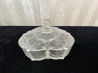 Fostoria Chintz Crystal 3 Section Flat Candy Dish