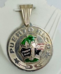 VINTAGE STERLING SILVER AND ENAMELED PUERTO RICO PENDANT