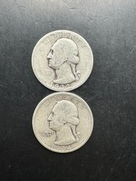 2 Washington Silver Quarters 1932, 1934