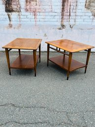 Mid Century Modern Lane Side Table Walnut Nightstand With Bottom Shelf