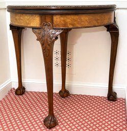 An Antique Chippendale Burl Wood Flip Top Console / Game Table