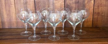 Set Of 7 Clear Red Wine Glasses 8' No Chips