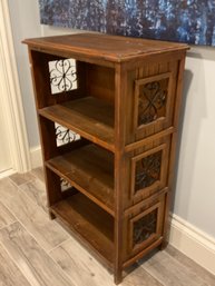 Rustic Pine Bookshelf With Scrolled Metal Accents