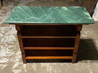 Marble Top Bar With Carved Wood Base (A)