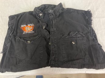 Harley Davidson Hog Wild Sleevless Denim Shirt Bikers Edge XL