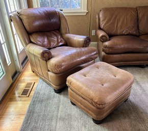Hancock And Moore Leather Chair And Ottoman