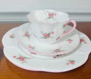 Shelley Fine Bone China Bridal Rose Teacup, Saucer, Dessert Plate, Ashtray