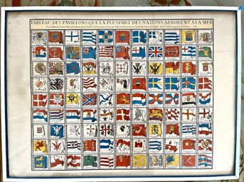 A French Antique Flags Of The World Print - 30 X 22