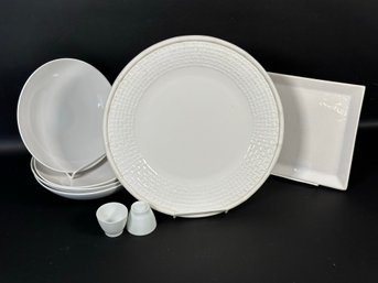 A Selection Of Compatible White Ceramics: Plates, Bowls & More