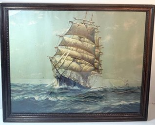 Framed Frank Vinins Smith Ship Painting Print