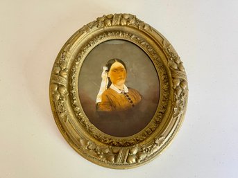 Antique Picture In Oval Frame